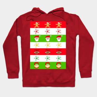 RED And Green Santa Funny Claus Christmas Stripes Hoodie